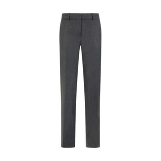 Brooks Brothers Cigarette Fit Flannel Virgin Wool Trousers - female - Brooks Brothers - Slim-fit Trousers - Gray - XS - Trousers