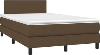 vidaXL Cama Box Spring Con Colch&oacute;n Led Tela Marr&oacute;n Oscuro 120x200 Cm Vidaxl