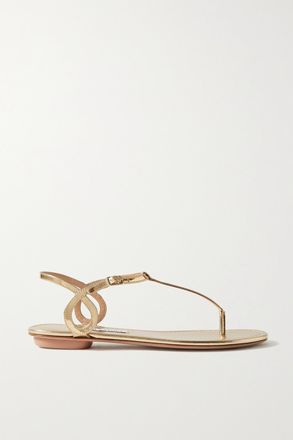 Aquazzura Sandali In Pelle Metallizzata Almost Bare - Oro