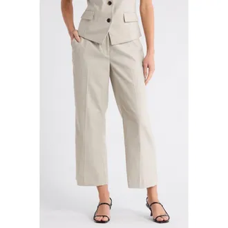 DKNY M&eacute;lange Windowpane Crop Pants in Pebble/White Combo at Nordstrom Rack, Size 14