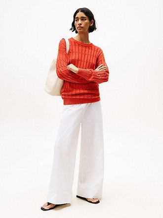 Tommy Hilfiger Wide Leg Relaxed Poplin Trousers