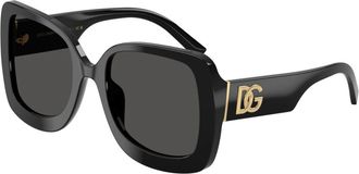 Dolce & Gabbana Vierkante Zonnebril - Dames - Zonnebrillen - Zwart - 55 MM - Nylon - Accessoires