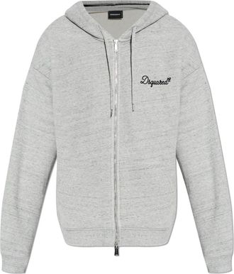 Dsquared2 Hooded Sweatshirt - Heren - Vesten met rits - Grijs - S - Katoen - Hoodies & sweatvesten