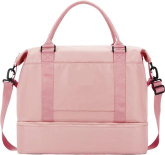 Generic Large-Capacity Weekend Gym Bag,Compatible For Women Travel Cabin with Shoes Compartment Shoulder Zipper Duffle(Pink)