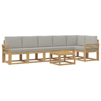 vidaXL Conjunto De Sof&aacute;s De Exterior 7 Pcs Blanco Y Gris Claro Vidaxl