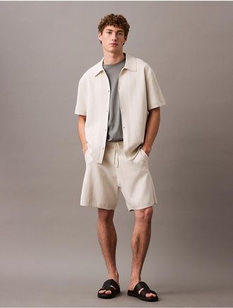 Calvin Klein Mens Jacquard Mesh Pull-On Sweater Shorts - White - 2XL