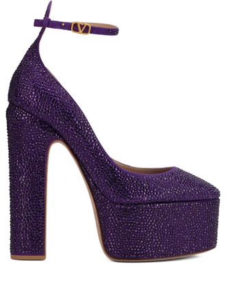 Valentino Garavani 155mm Tan-Go crystal-embellished pumps - Purple
