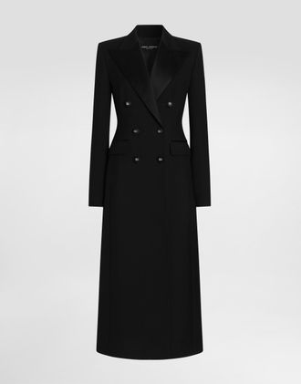 Dolce & Gabbana Dolce Double-breasted Coat In Double Wool Gabardine - Woman Coats And Jackets Black 40