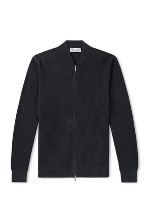 Brunello Cucinelli Ribbed Cotton Zip-Up Sweater