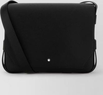 Montblanc leather messenger crossbody bag adjustable strap