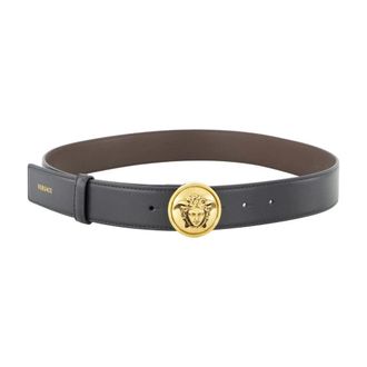 Versace Leren Riem 3.5 cm - Dames - Accessoires - Zwart - Maat: 80 CM Leer