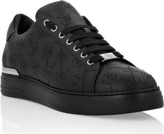 Philipp Plein Low Top Sneakers Carson Monogram Strass Unisex in Black/black at Nordstrom, Size 45