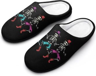 Generic Dancing Skeleton Womens Slippers Warm House Slippers Indoor House Shoes with Anti-Skid Rubber Sole