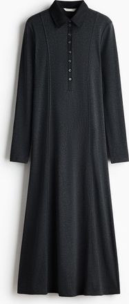 H&M Polokleid aus Feinstrick - Schwarz