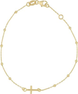 Bony Levy 14K Gold Cross Bracelet in 14Ky at Nordstrom Rack, Size 7