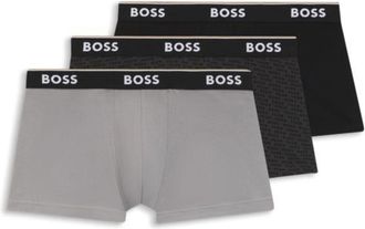 BOSS Three-pack of logo-detail trunks in stretch cotton