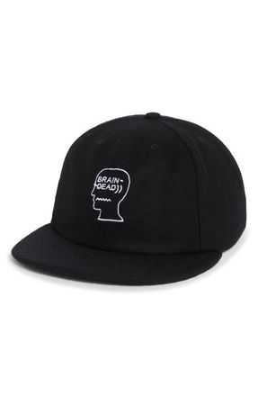 Brain Dead Embroidered Logohead Wool Blend Flannel Adjustable Baseball Cap in Black at Nordstrom