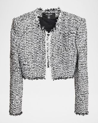 Balmain Cropped Tweed Jacket