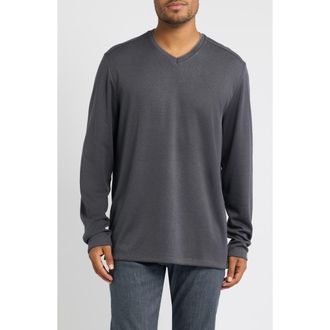 Tommy Bahama Keyport Diamond Long Sleeve V-Neck IslandZone T-Shirt in Coal at Nordstrom, Size Xxx-Large