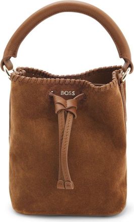 BOSS Whipstitched bucket bag in suede