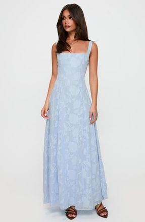 Princess Polly Margaux Floral Burnout Gown in Blue at Nordstrom, Size 4
