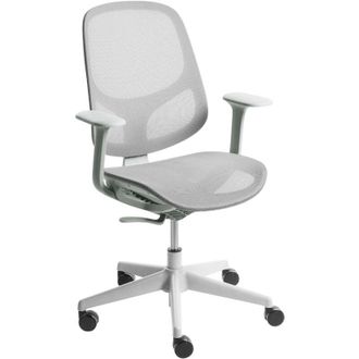 Beliani Office Chair Light Grey Mesh Swivel Base Armrests Adjustable Height Home Office Open-Space AERI