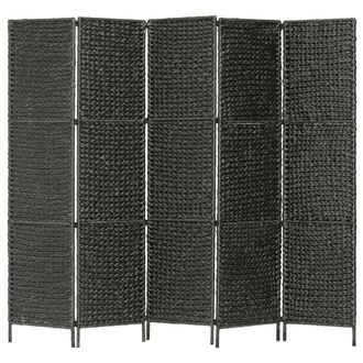 Berkfield Home 5-Panel Room Divider Black 193x160 cm Water Hyacinth