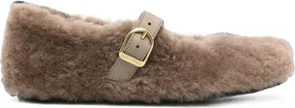 Birkenstock Santa Clarita Shearling-trim Buckle-strap Ballet Flats