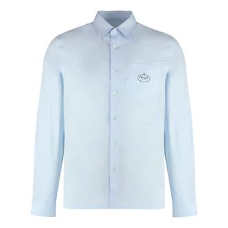 Prada Heren, Overhemden, Blauw, Maat: 2XS Katoen