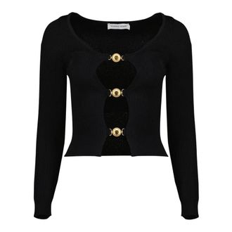 Marine Serre Cardigan &agrave; d&eacute;coupes - female - Marine Serre - Round-neck Knitwear - Black - XS - Knitwear
