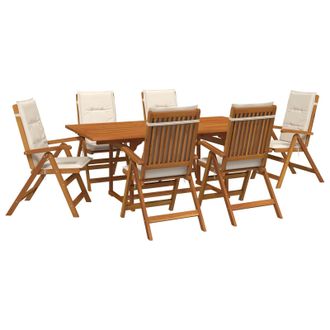vidaXL Conjunto De Comedor Exterior Con Parasol 8 Uds. Blanco Crema Vidaxl