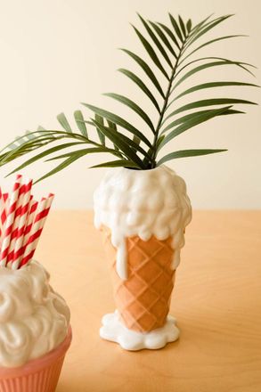 Kalalou Ceramic Vanilla Ice Cream Cone Vase