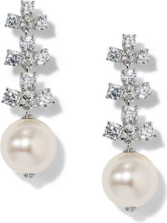 Nadri Faux Pearl & Cubic Zirconia Drop Earrings in Rhodium at Nordstrom