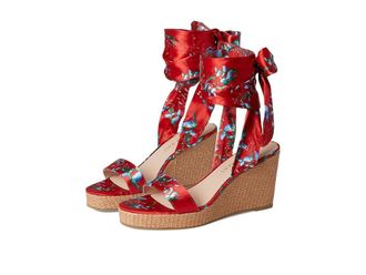 Jack Rogers Deirdre Scarf Wedge Womens Wedge Shoes Fire Red : 9.5 M, Leather