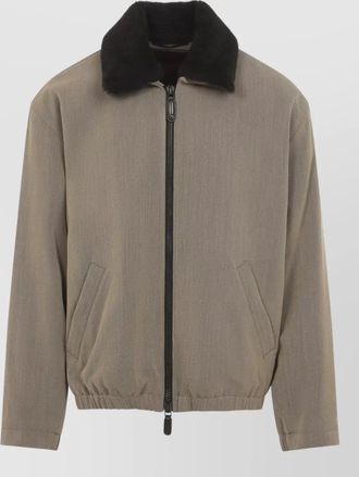 Giorgio Armani shearling collar padded blouson jacket