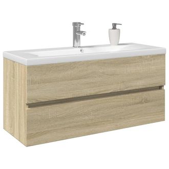 Berkfield Home 2 Piece Bathroom Furniture Set Ceramic & Engineered Wood in Brown