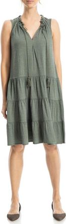 Max Studio Tassel Tie Sleeveless Tiered Shift Dress in Army at Nordstrom Rack, Size X-Small