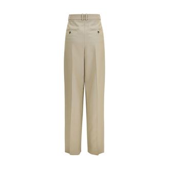 Saint Laurent Pleated Wool Trousers - Beige