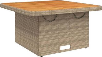 vidaXL Mesa De Jard&iacute;n Rat&aacute;n Sint&eacute;tico Madera Acacia Beige 80x80x71 Cm Vidaxl
