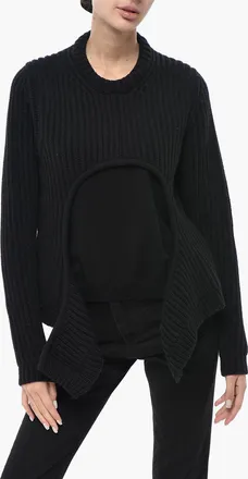 Off-white Pullover in Misto Cotone METEOR con Dettaglio in Doppio Tessuto Off-White