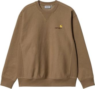 Carhartt Work in Progress American Script Sweatshirt - Heren - Sweatshirts - Beige - S - Katoen - Hoodies & sweatvesten