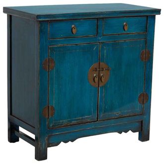 Wanderlust Deco Recibidor de madera azul 88x40x87h cm