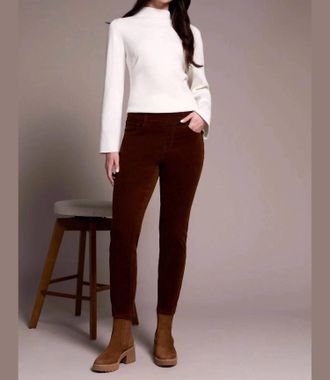 Tribal Micro Cord Audrey Slim Ankle Pant In Dark Anise