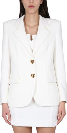 Moschino White Solid Peaked Lapel Jacket