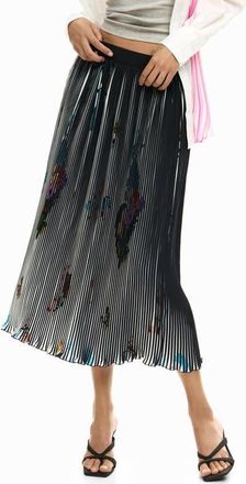 Desigual Pliss&eacute; MIdi Skirt in Black at Nordstrom, Size X-Large