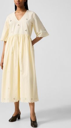 Skall Studio Womens Floral cotton and linen V-neck dress