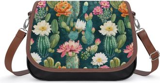 Generic Cacti with Flowers Fashion Womens Crossbody Bags Novelty Handbag Shoulder Bag Purse