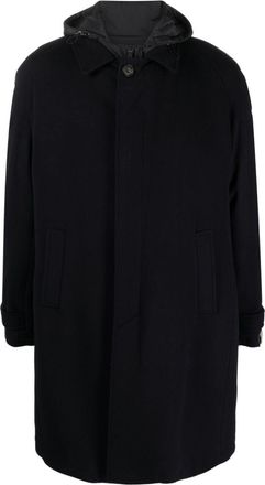 Corneliani hooded single-breasted coat - men - Cotton/Polyester - 48 - Blue