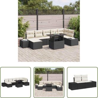 vidaXL vidaXL Divano esterno - Set Divano da Giardino con cuscino 8 pcs Nero e crema