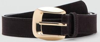 Mango Cintura crosta di cuoio fibbia quadrata cioccolato - Donna - XL - MANGO